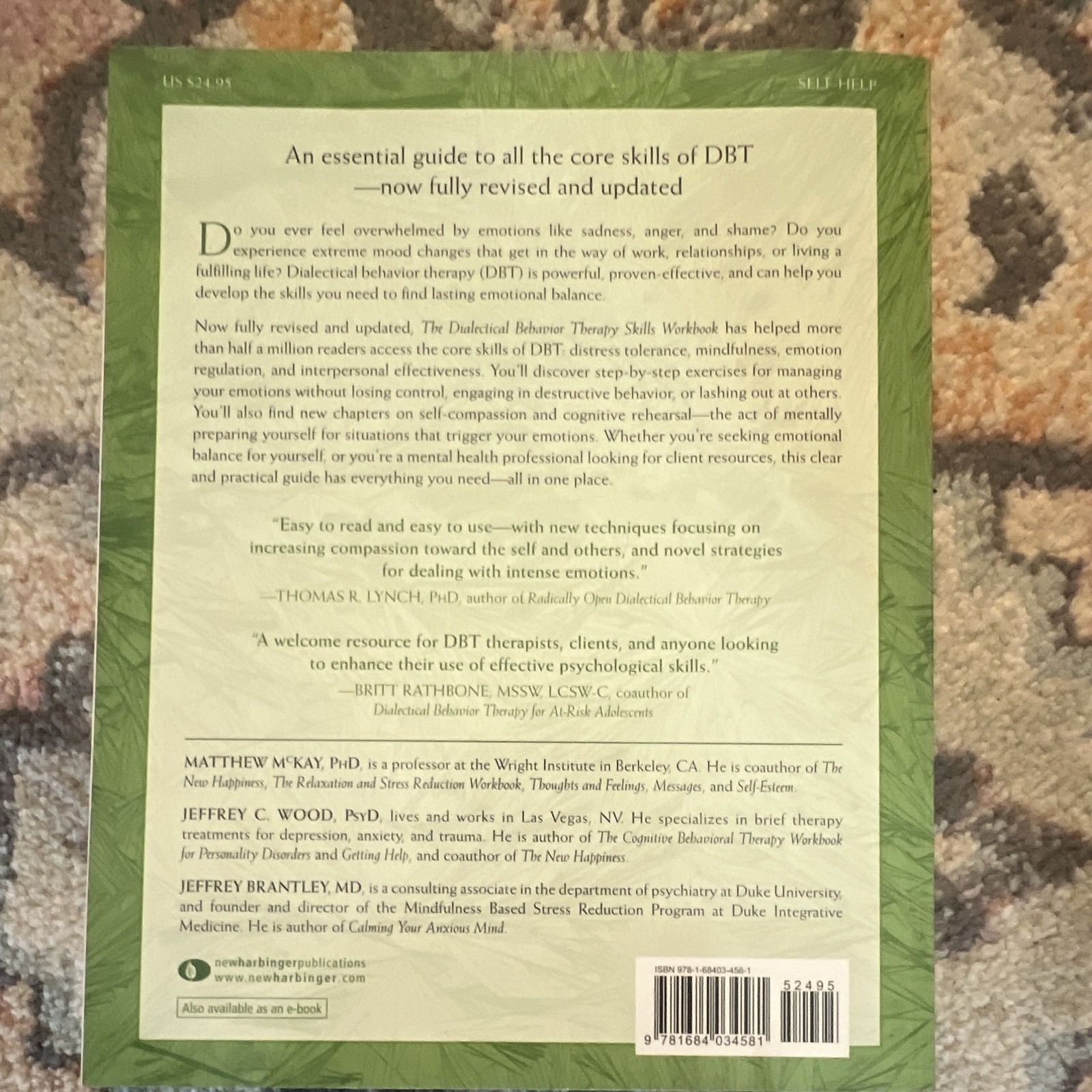 Dialectical Behavior Therapy Skills Workbook 2nd Ed McKay Wood Brantley PB 2019