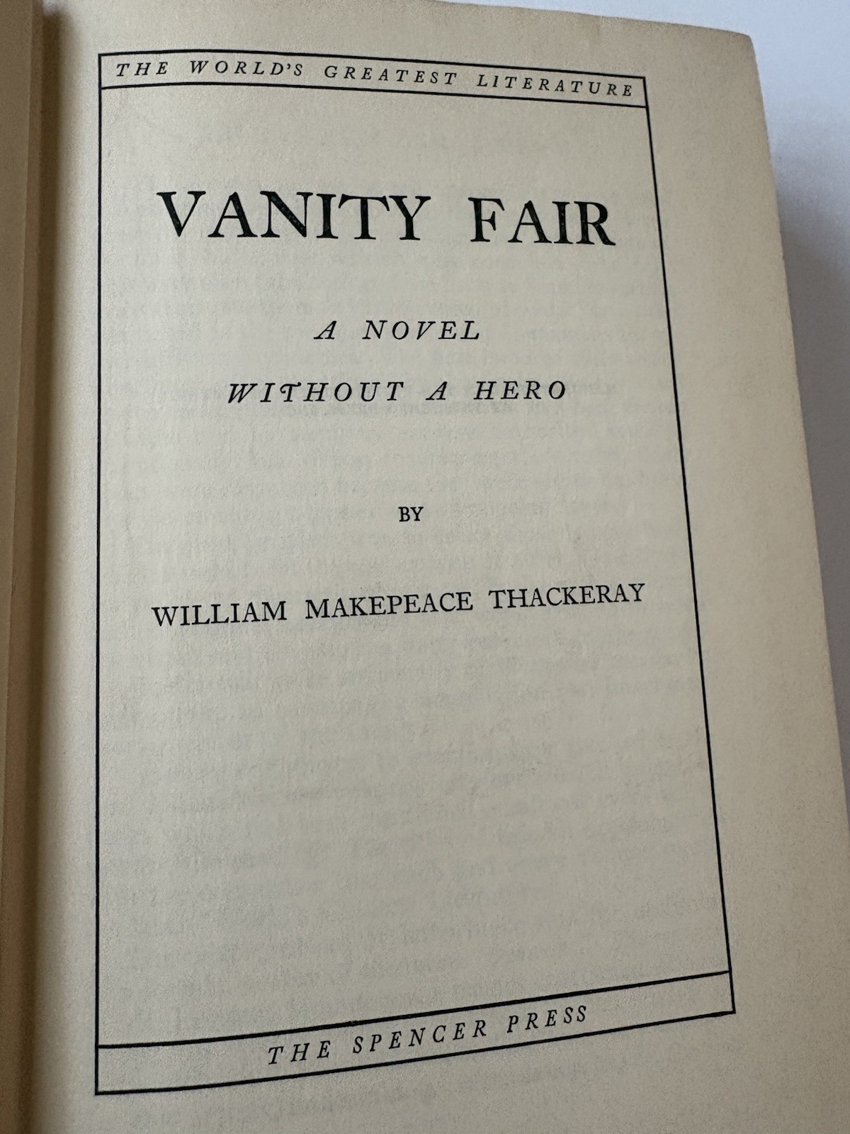 VANITY FAIR by Thackery Volume #2 World’s Greatest Literature Vintage Book