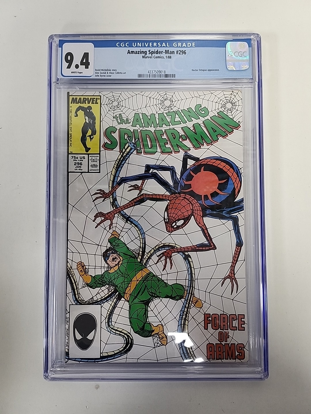 The Amazing Spider-Man Marvel Comic No. 296 1987 – CGC 9.4 White Pages