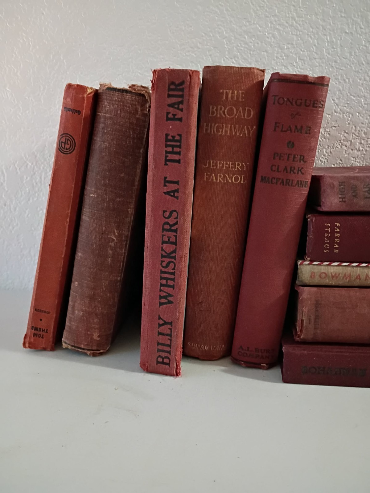Lot of 10 Red Antique Late 1800’s Hardcover Books Poor Fair Condition