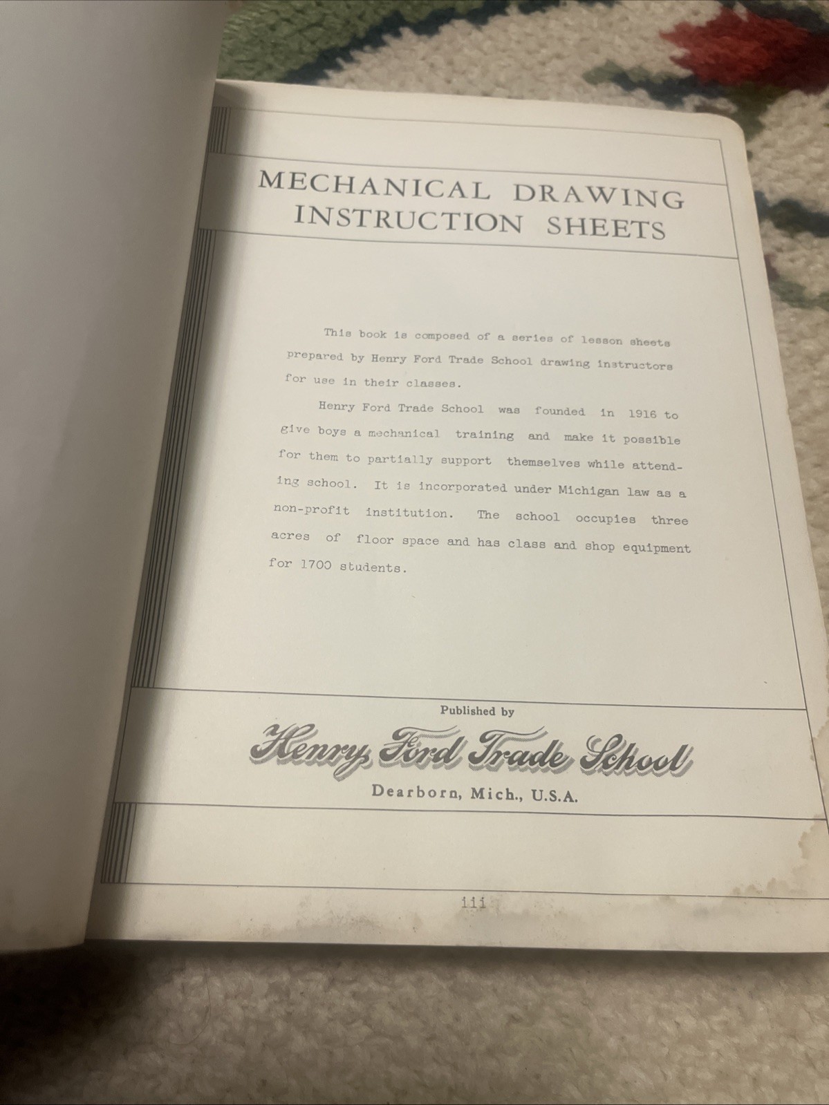 Mechanical Drawing Instruction Sheets Henry Ford Trade School 1941