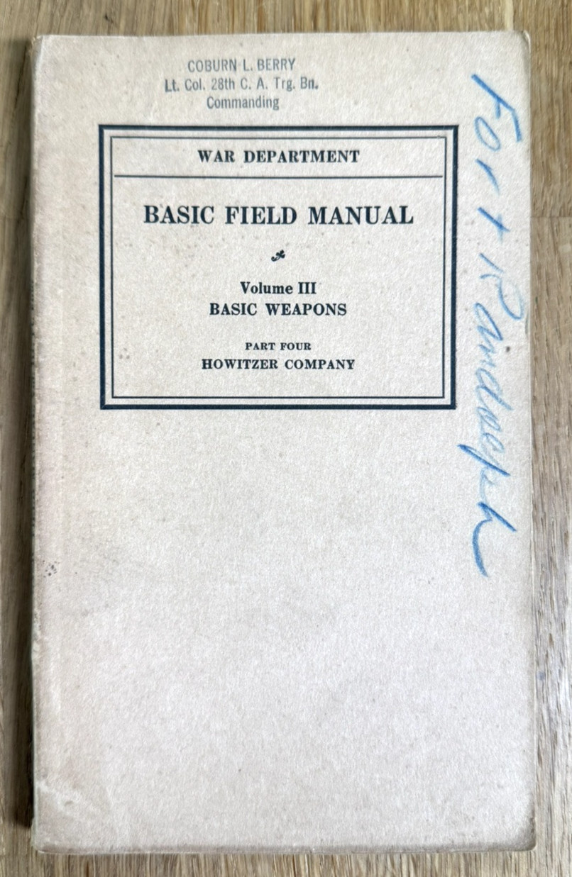 1932 US War Department Basic Weapons Howitzer Company 37mm Gun 3″ Mortar