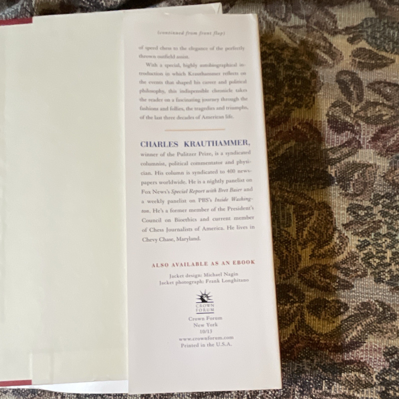 Charles Krauthammer Things That Matter Signed 1st Ed HC w/ Dust Jacket 2013