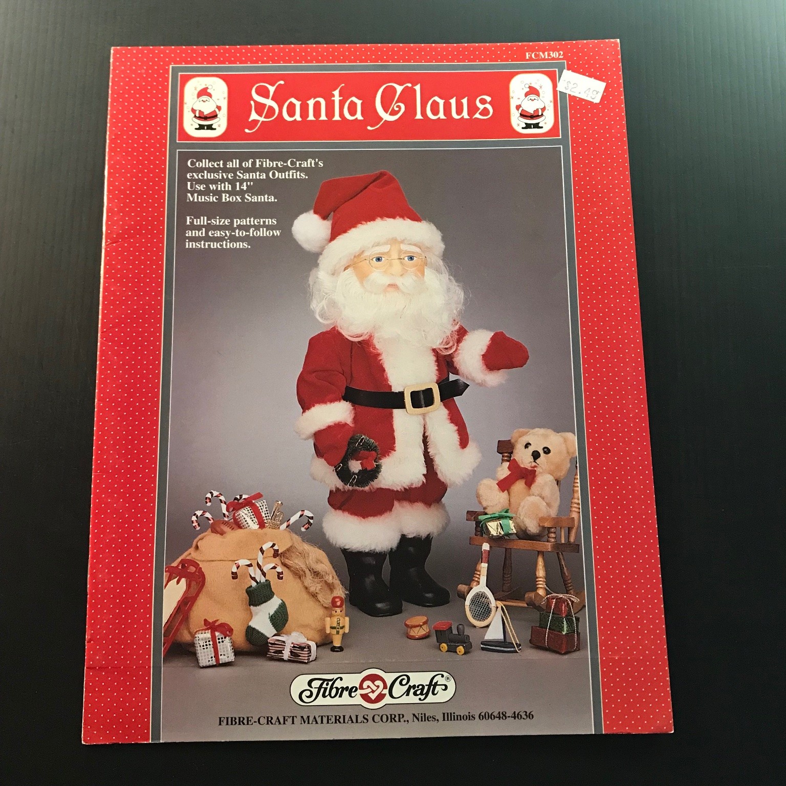 Santa Claus Fibre-Craft FCM302 Pattern Joy McBride 1992 14″ Music Box Doll