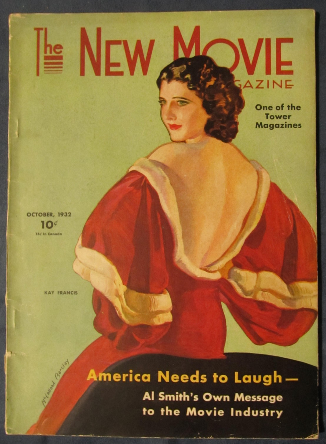 1932 THE NEW MOVIE Magazine KAY FRANCIS McClelland Barclay Cover, Al Smith,