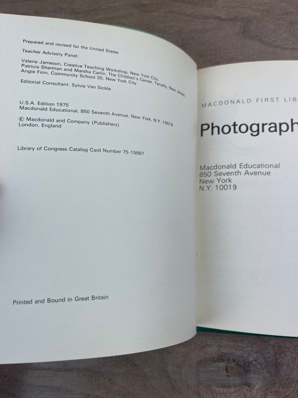Photography Macdonald First Library 1975 USA Edition Children’s Book