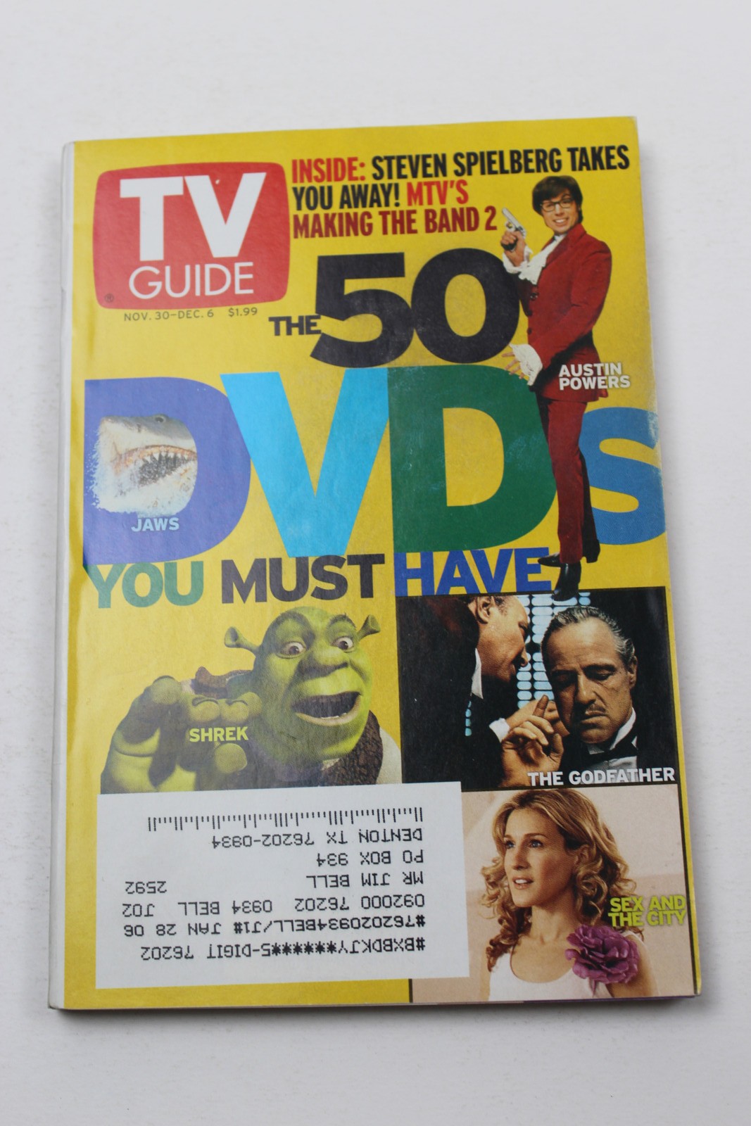 TV Guide Magazine November 30 2002 Issue Marlon Brando, GODFATHER Dallas Ed.