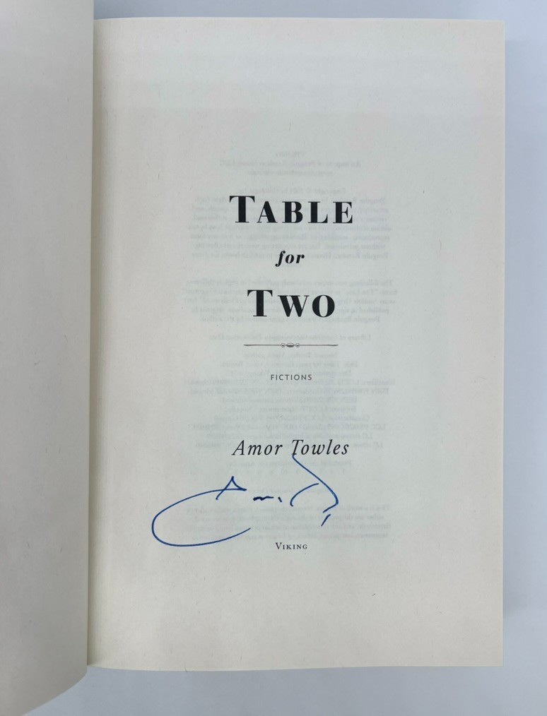 Table for Two – Amor Towles | SIGNED | Hardcover