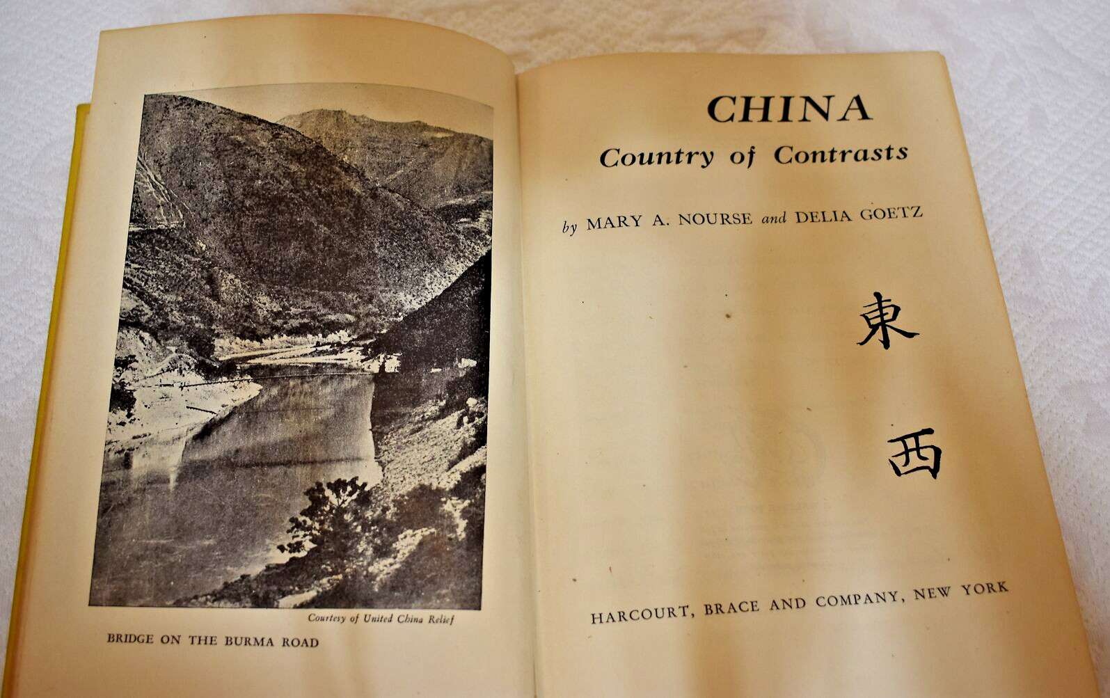 China: Country Of Contrasts Book by Nourse, Goetz Hardcover 1944 Ex-Libris