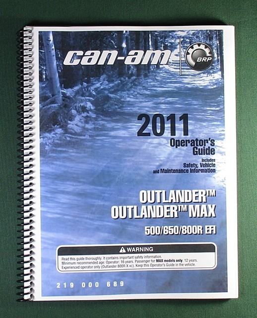 2011 Can-Am Outlander MAX 800R EFI Owner’s Manual: 195 Pages & Protective Covers
