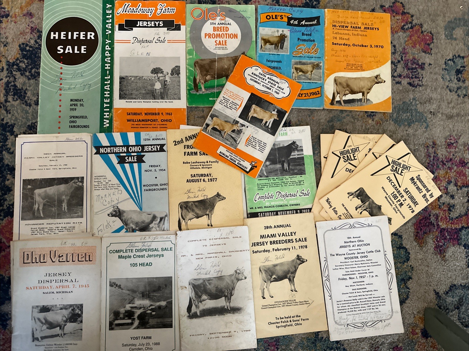 Lot 19 Cattle Auction Catalogs 1970s Ohio Dispersal Sale Jersey Cows Daugherty