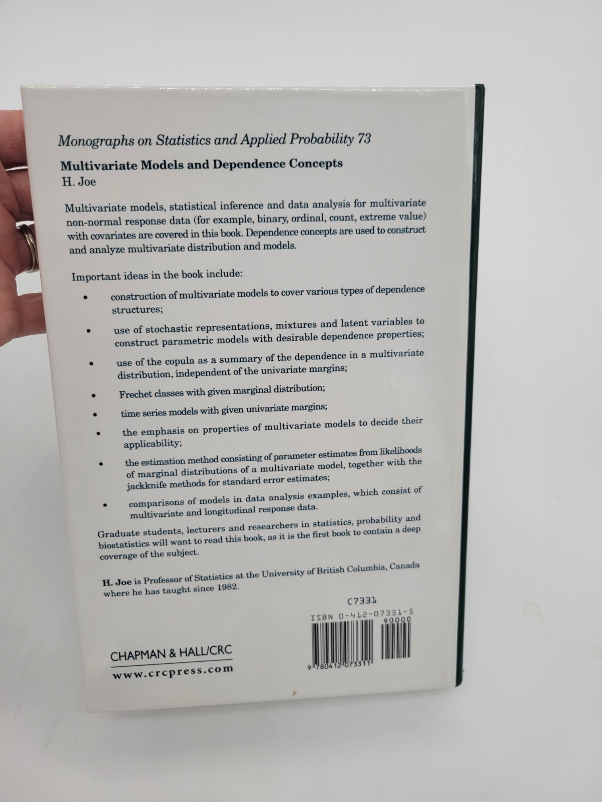 Multivariate Models and Dependence Concepts, Hardcover by Joe, Harry, Book
