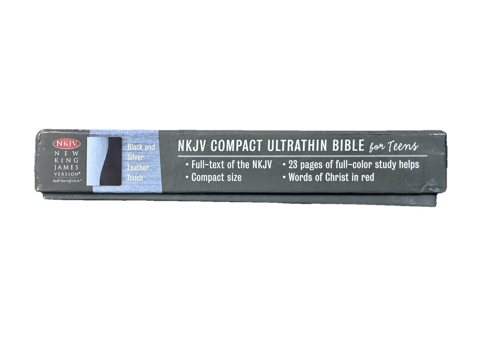 NKJV Compact Ultrathin Bible for Teens, Silver Black LeatherTouch