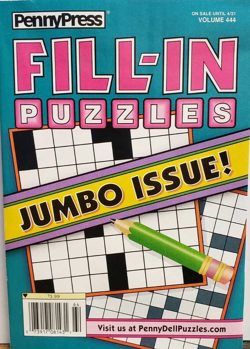 Penny Press Fill In Puzzles Volume 444 Jumbo Issue FREE SHIPPING CB