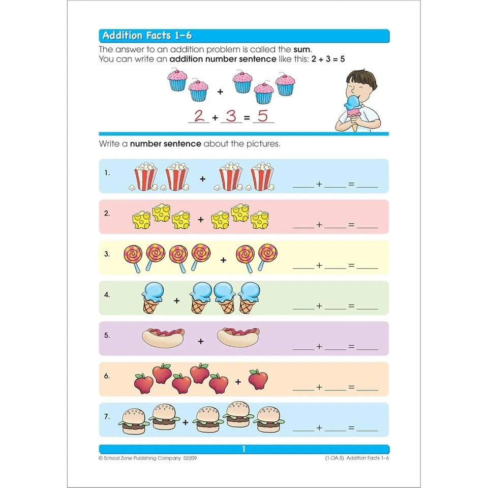 Addition & Subtraction Workbook for 1st & 2nd Grade, Ages 6-8