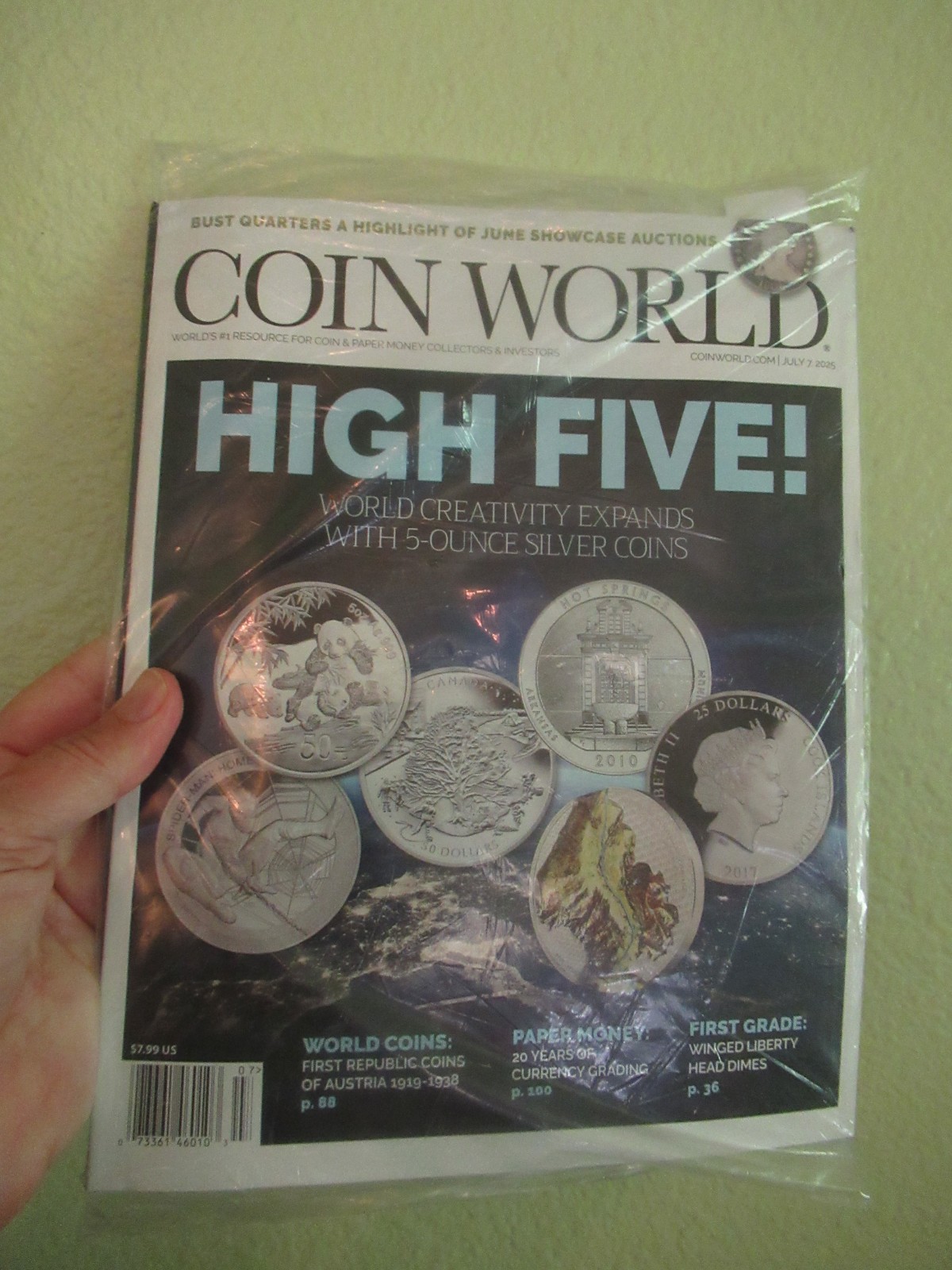 Coin World July 2025 Gold Coins 5 oz Silver Austria Coins Winged Liberty Dimes