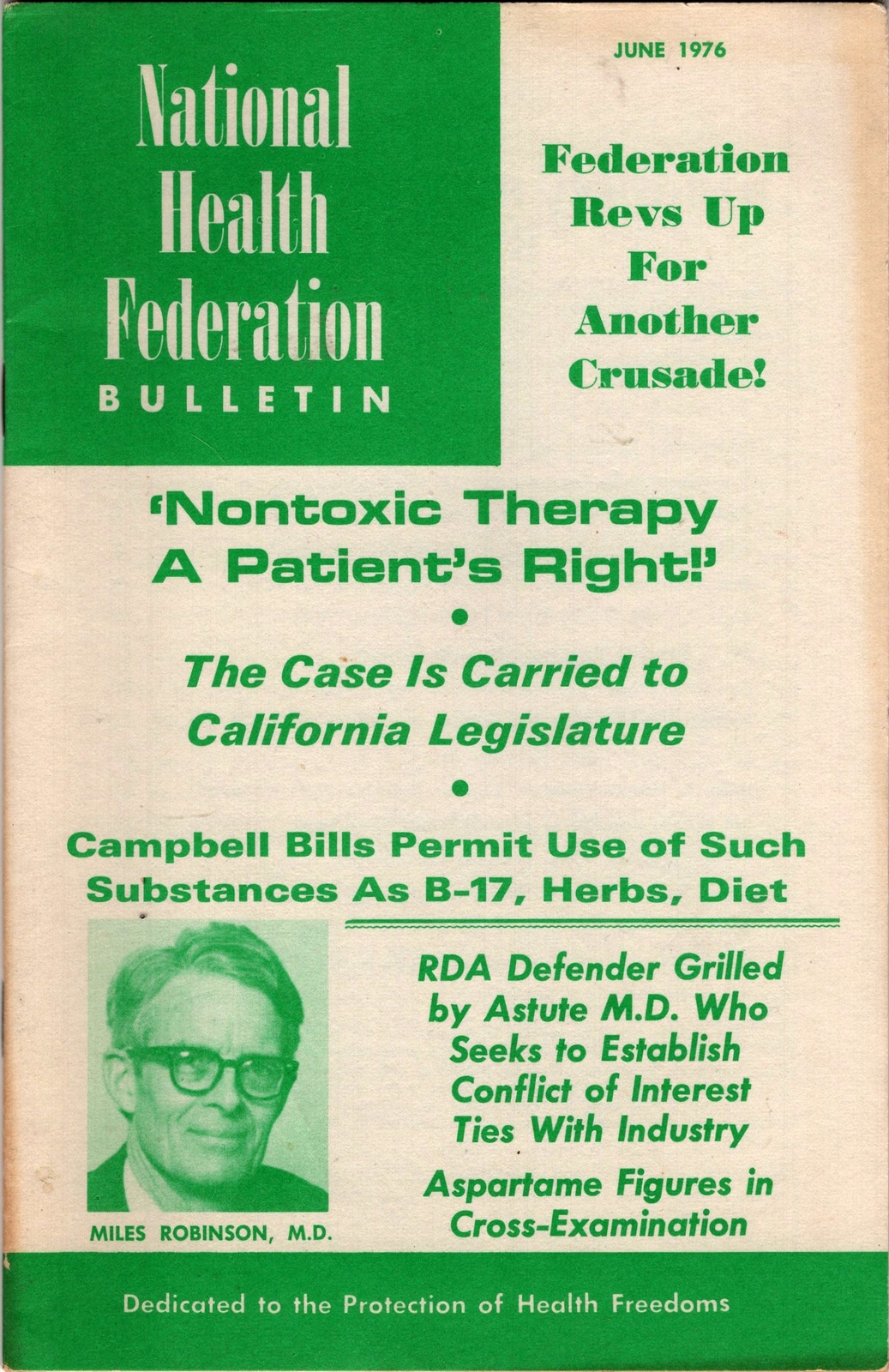 National Health Federation Bulletin (News and articles on alternate health app..