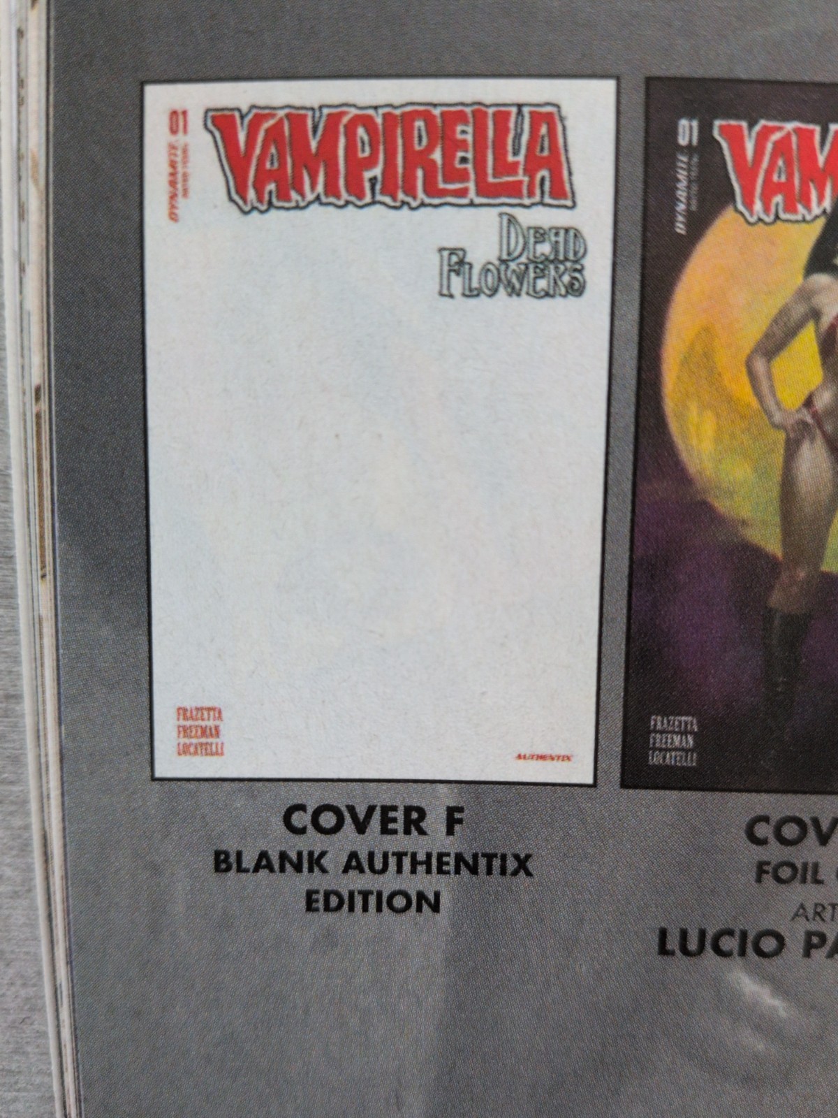 Vampirella Dead Flowers #1 Blank Authentix Variant Dynamite 2023 Frank Frazetta