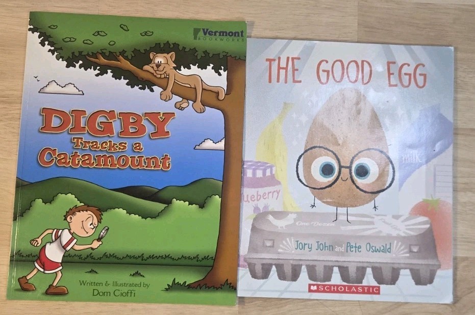 Lot of 2 Children’s Books: THE GOOD EGG (Jory John) & DIGBY TRACKS A CATAMOUNT