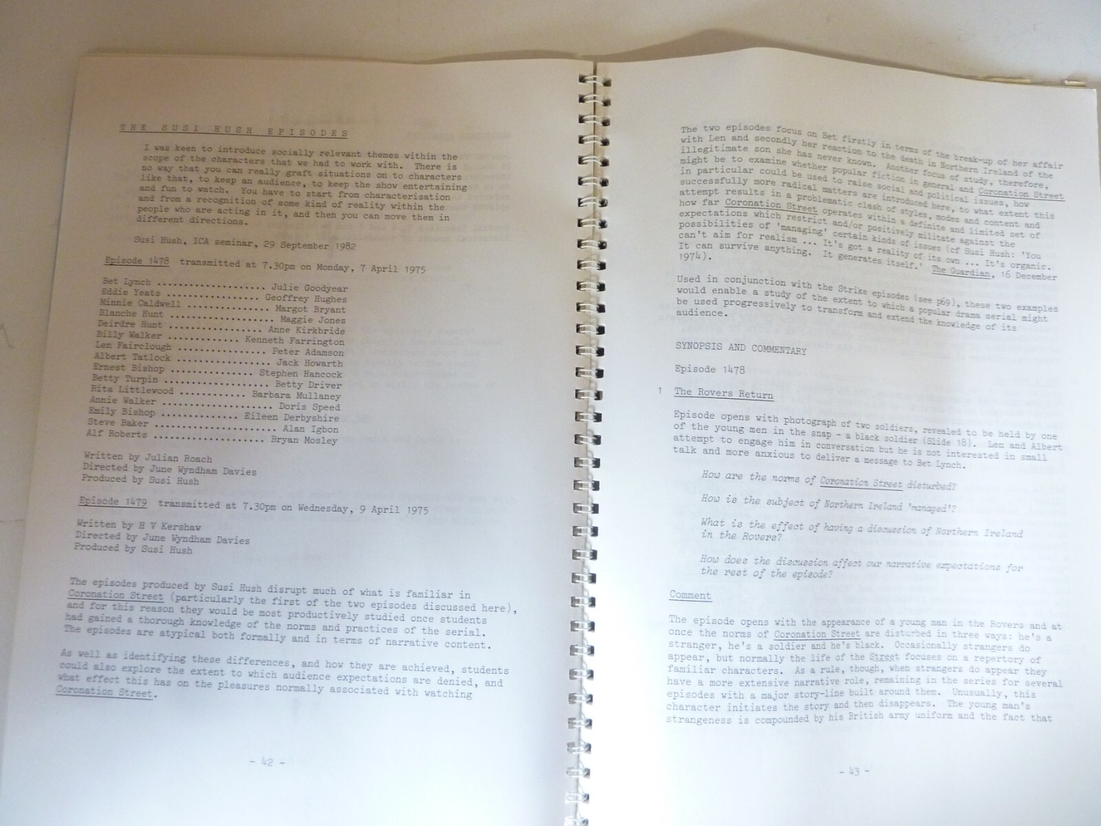 Teaching Coronation Street BFI Education Booklet 1983 (No Slides) Film & TV