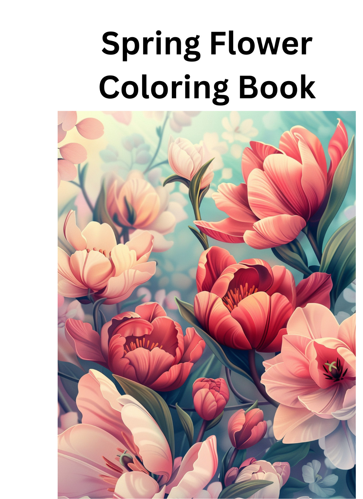 spring flower2 coloring bookfor all ages