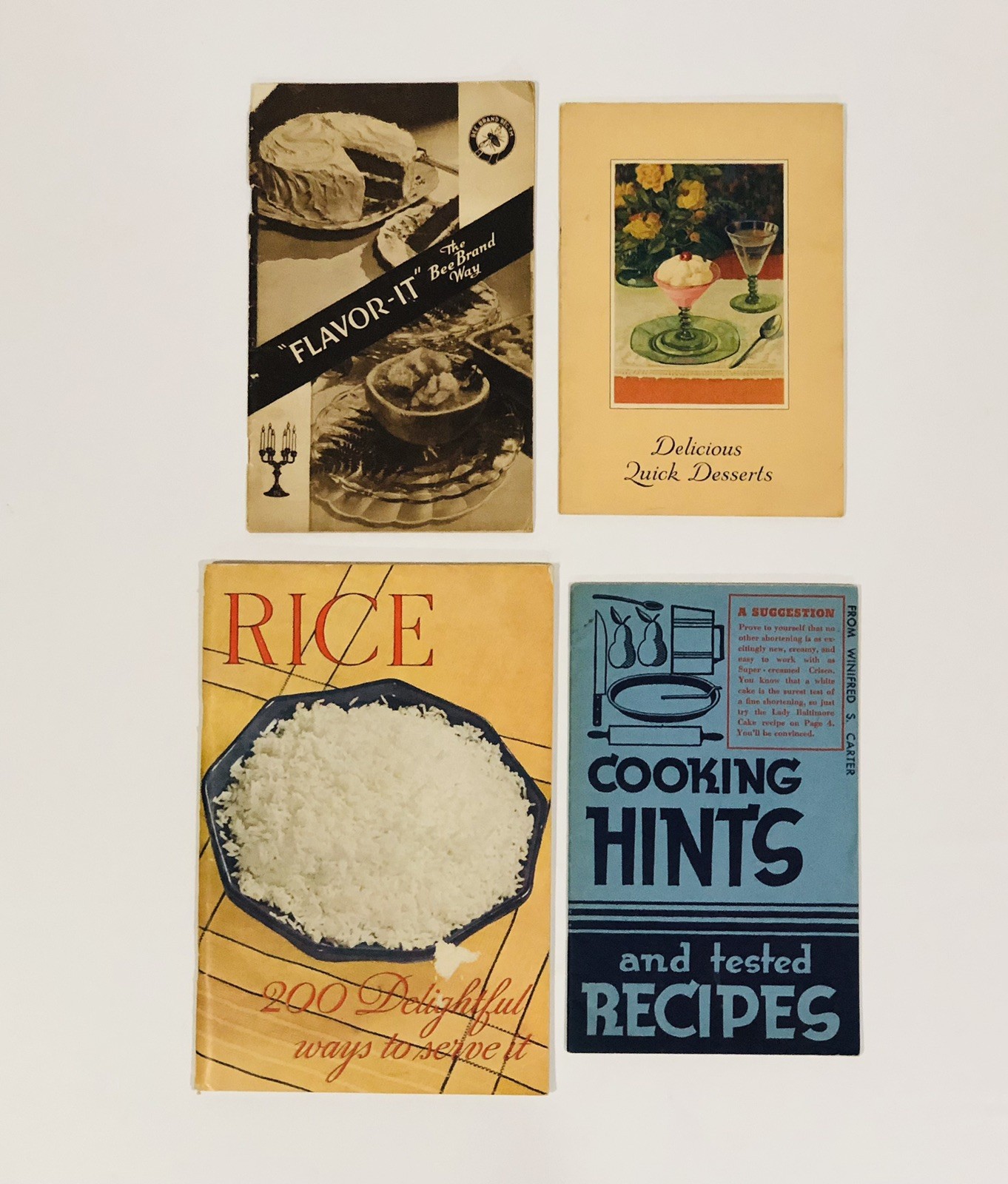 Antique Cook Books Lot Of 4, See Description For Details
