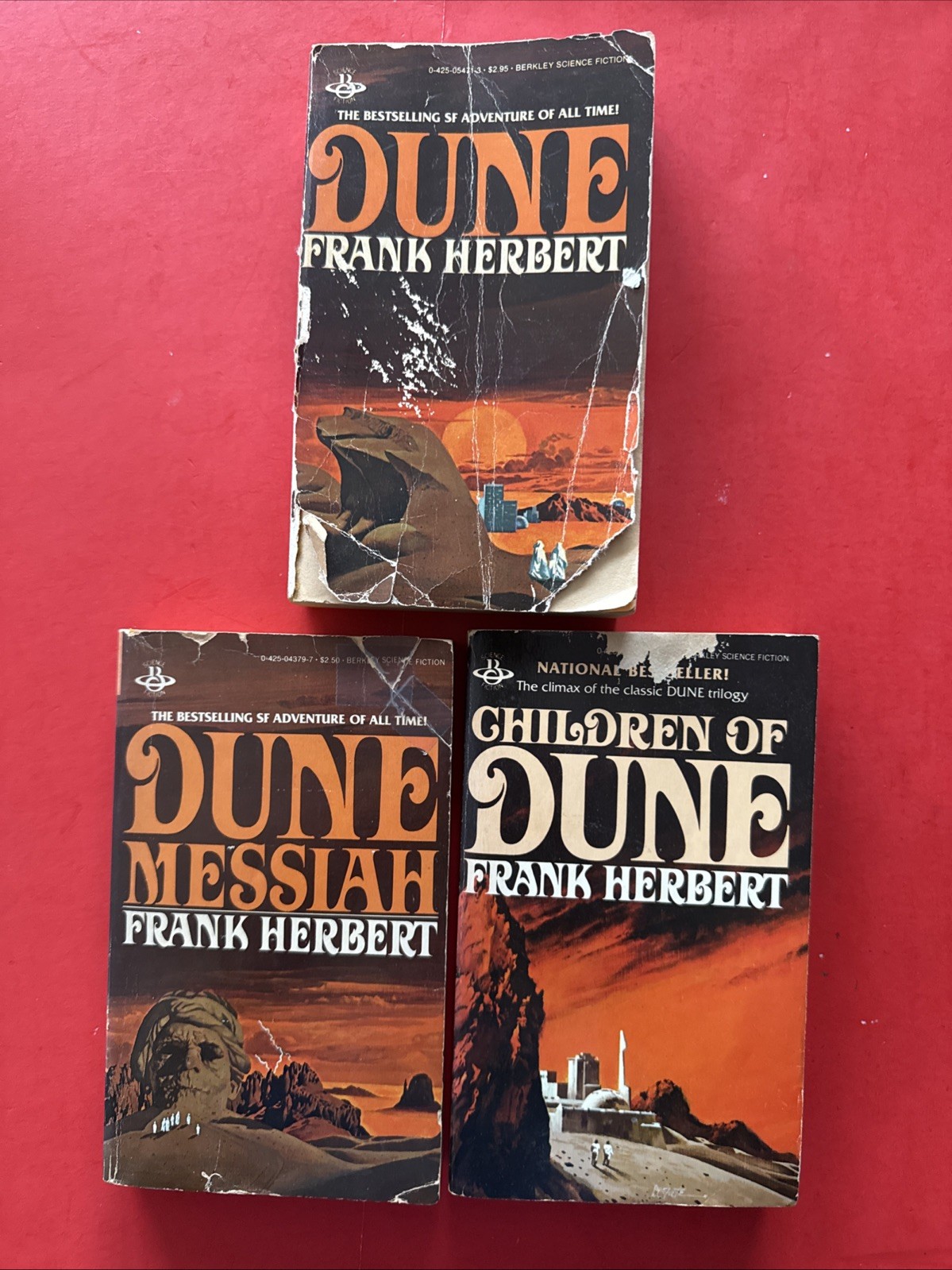 Frank Herbert Dune Trilogy Lot Of 3 Vintage Paperback (Dune, Messiah, Children)