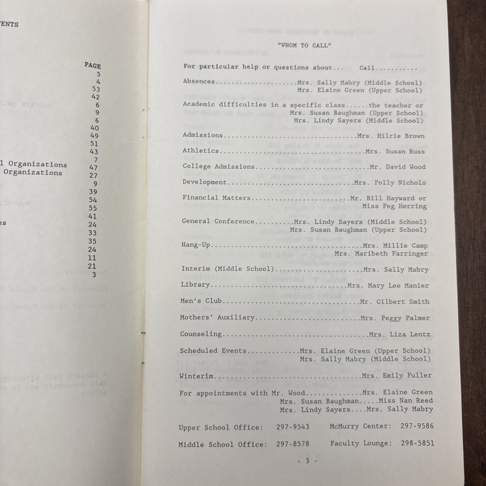 Directory Harpeth Hall School Nashville Tennessee TN 1989-1990 Book 82 Pages