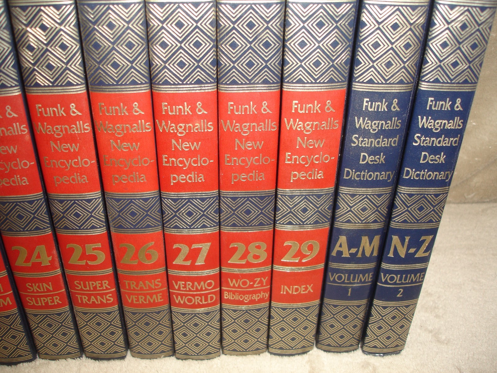 Partial Set 1986 Funk and Wagnalls New Encyclopedia Volumes 21-29 + Dictionary