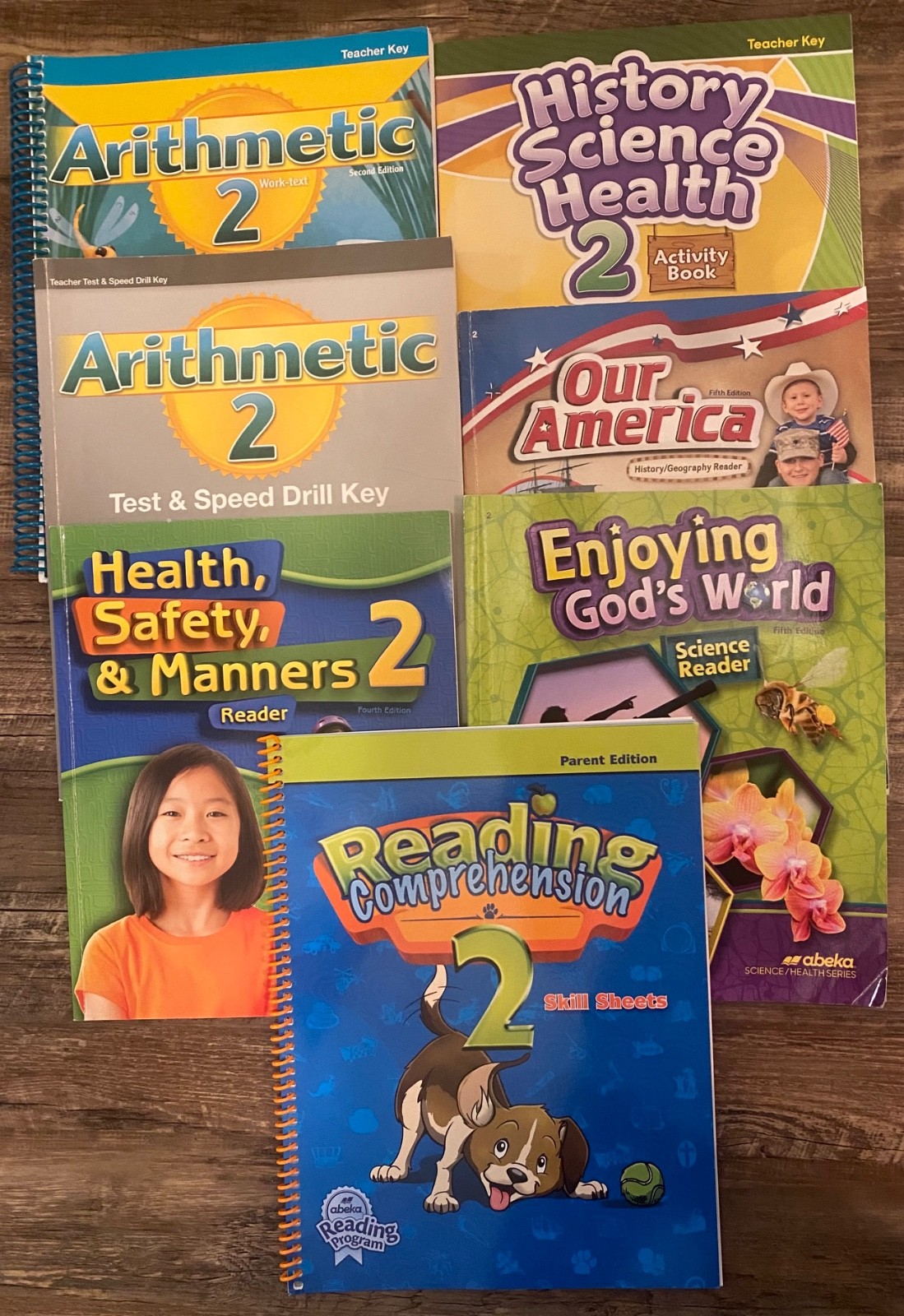 abeka 2nd grade bundle: student health science and history text books & teacher