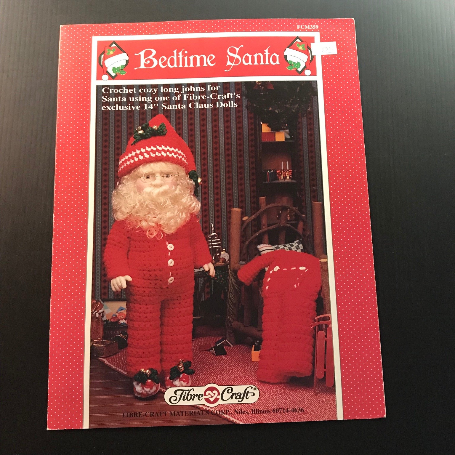 Bedtime Santa Fibre-Craft Crochet Pattern for 14″ Santa Doll FCM359