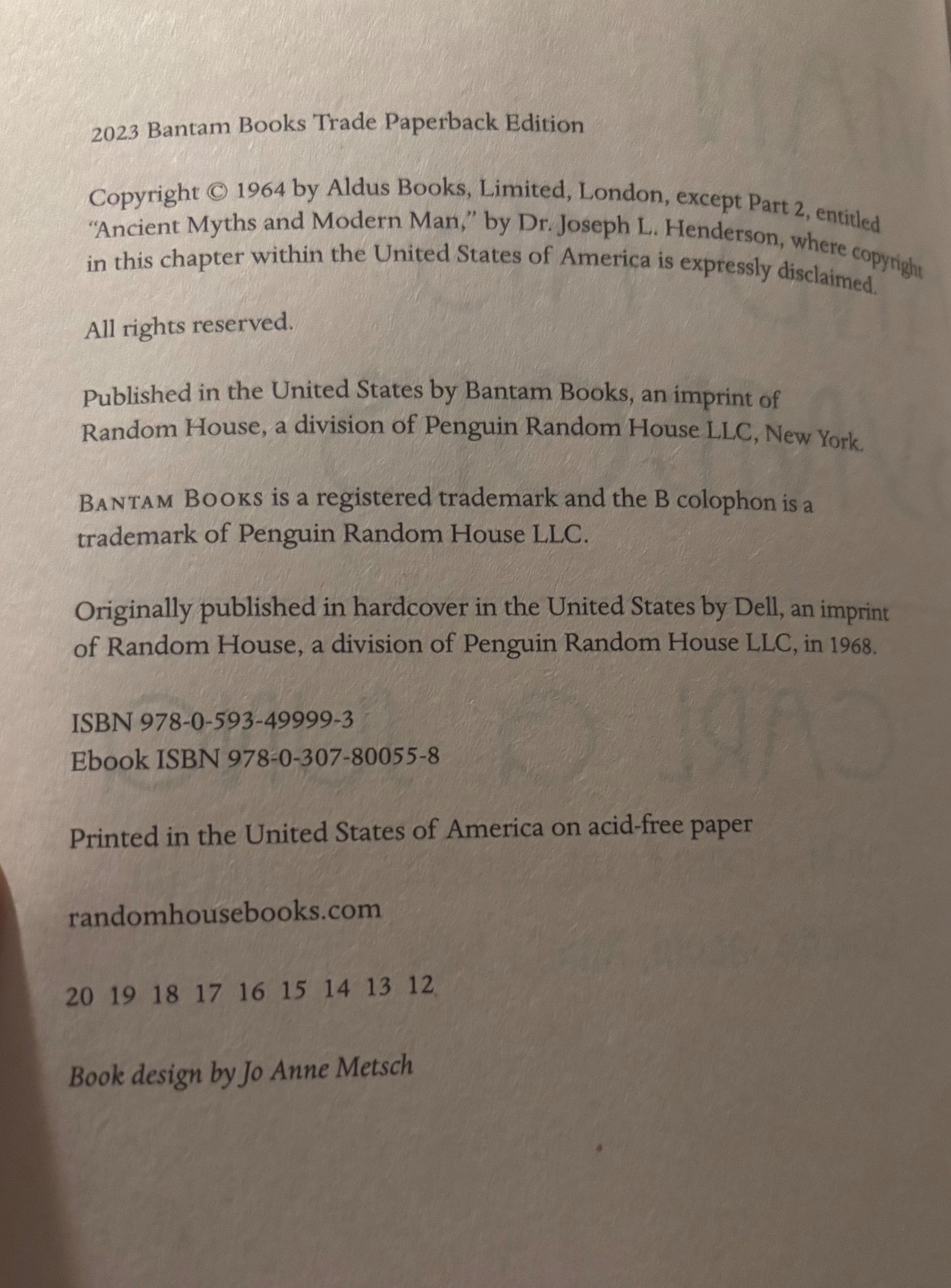 Man And His Symbols Carl G. Jung NEW 2023 Bantam Books
