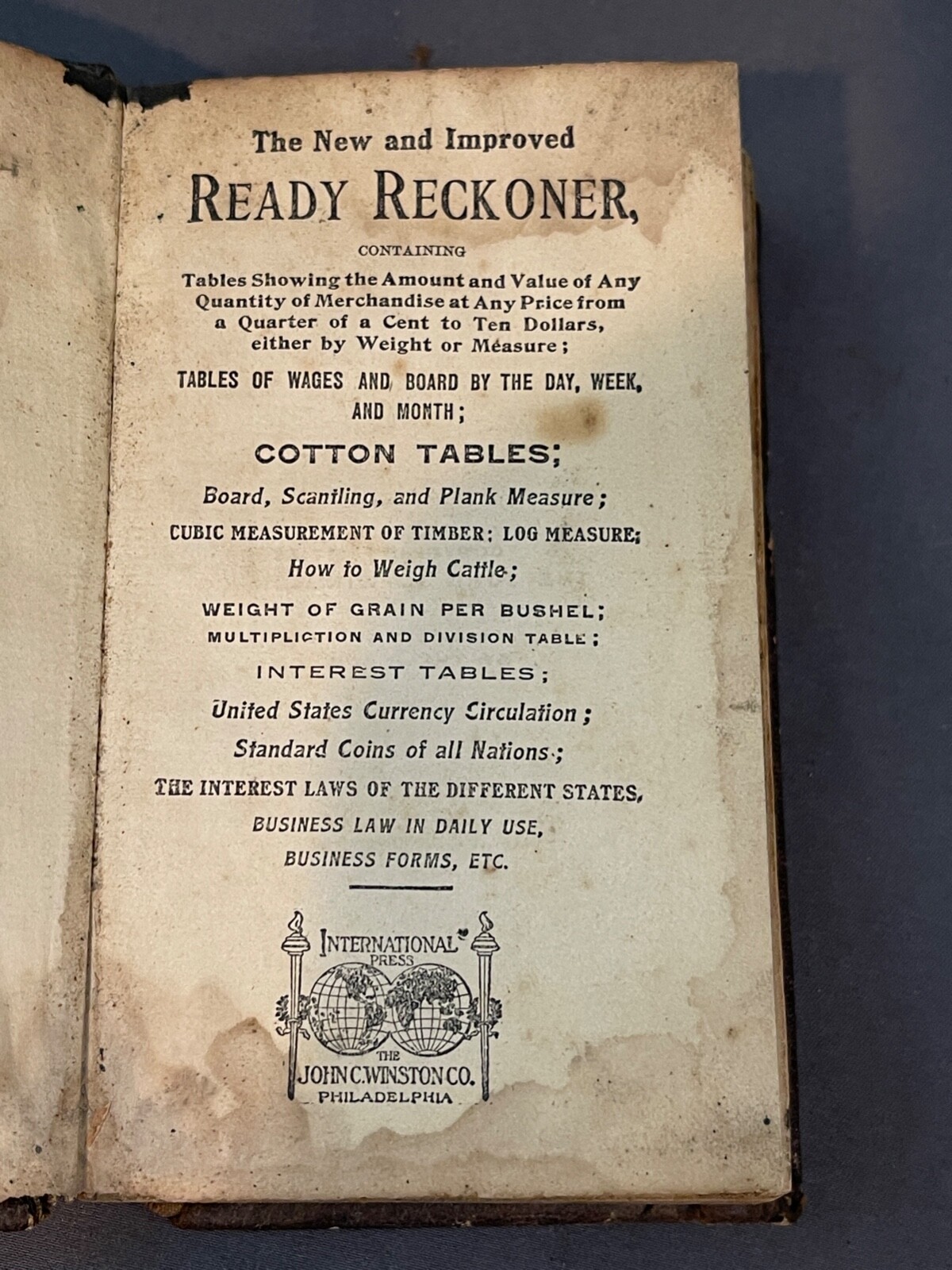 1917 Improved Ready Reckoner Form & Log Book Cotton Tables 2928