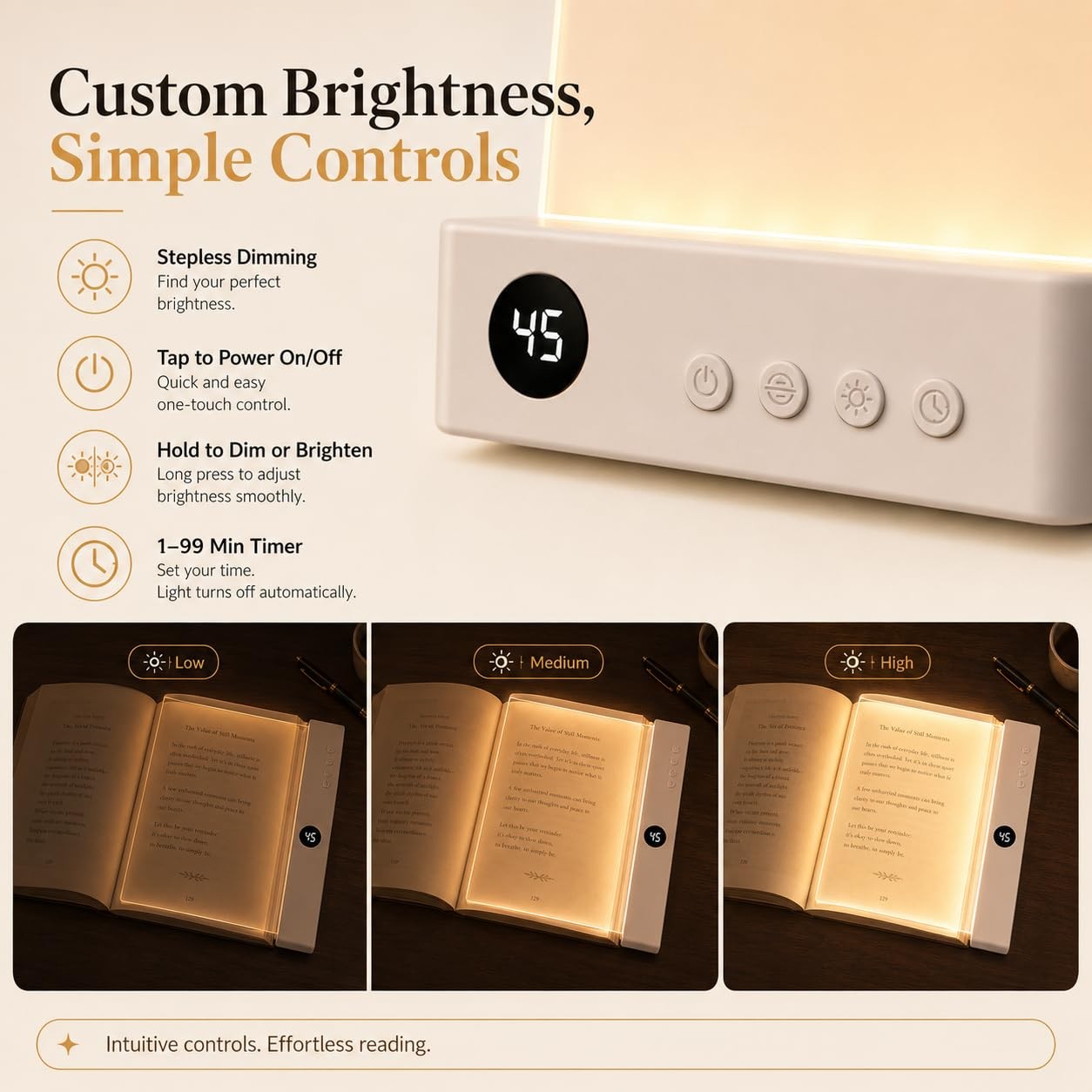 Book Light, Rechargeable Clear Flat Book Lights for Reading in Bed at Night w…