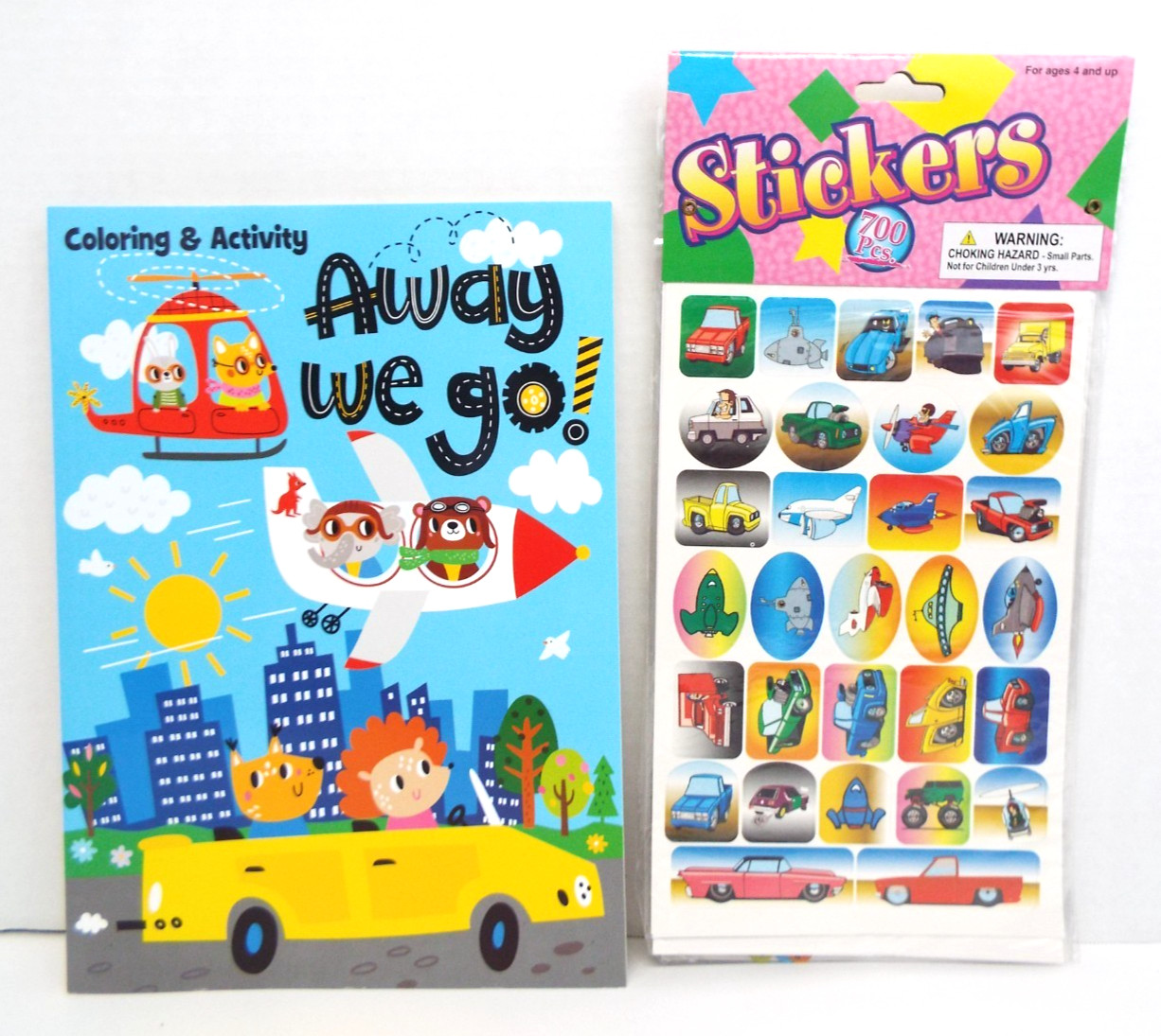 2: Coloring & Activity -Away We Go! & 700 piece Stickers-Vehicles & Small Cutsie