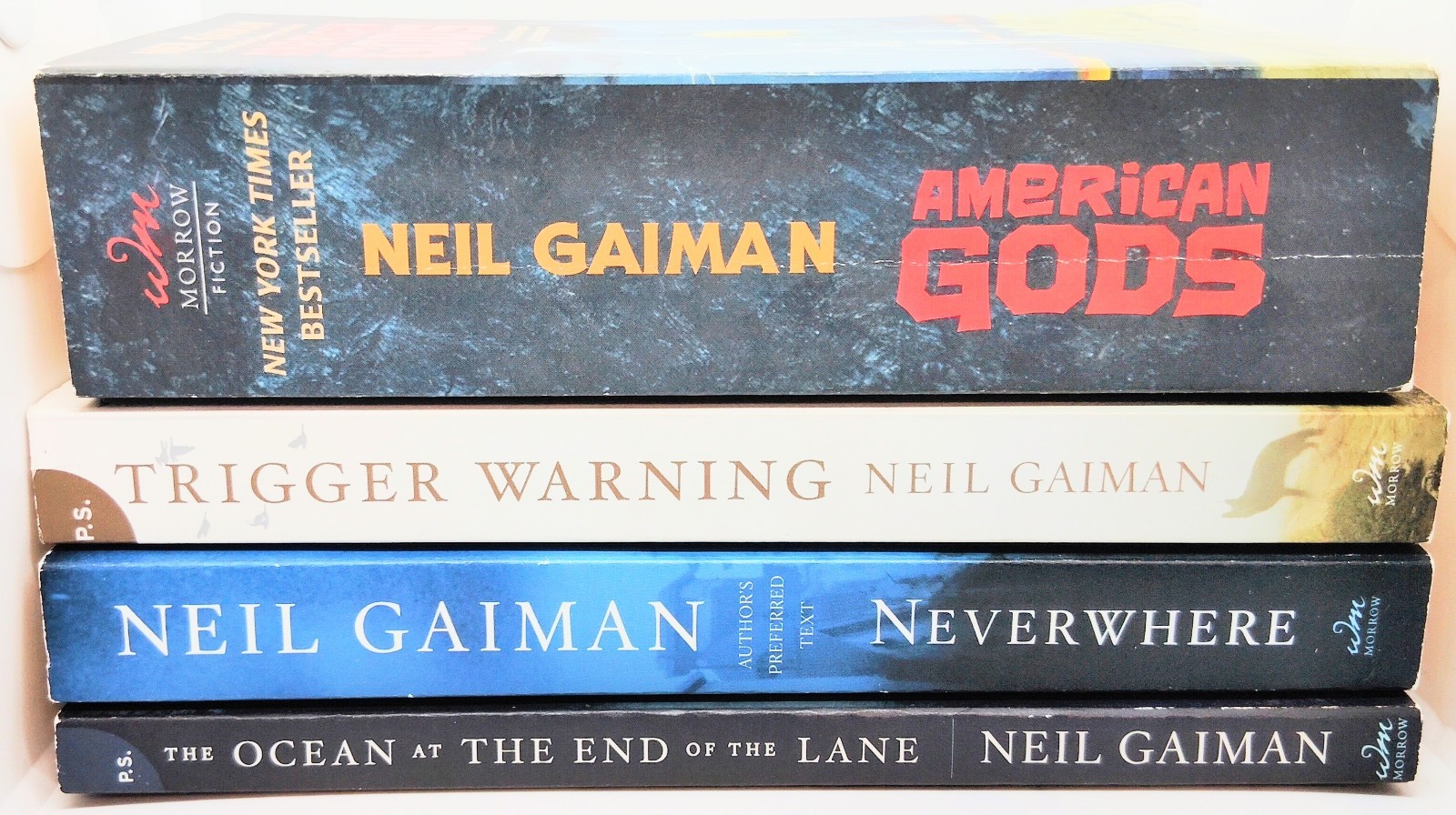 Neil Gaiman 4 Book Lot American Gods Neverwhere Ocean Trigger
