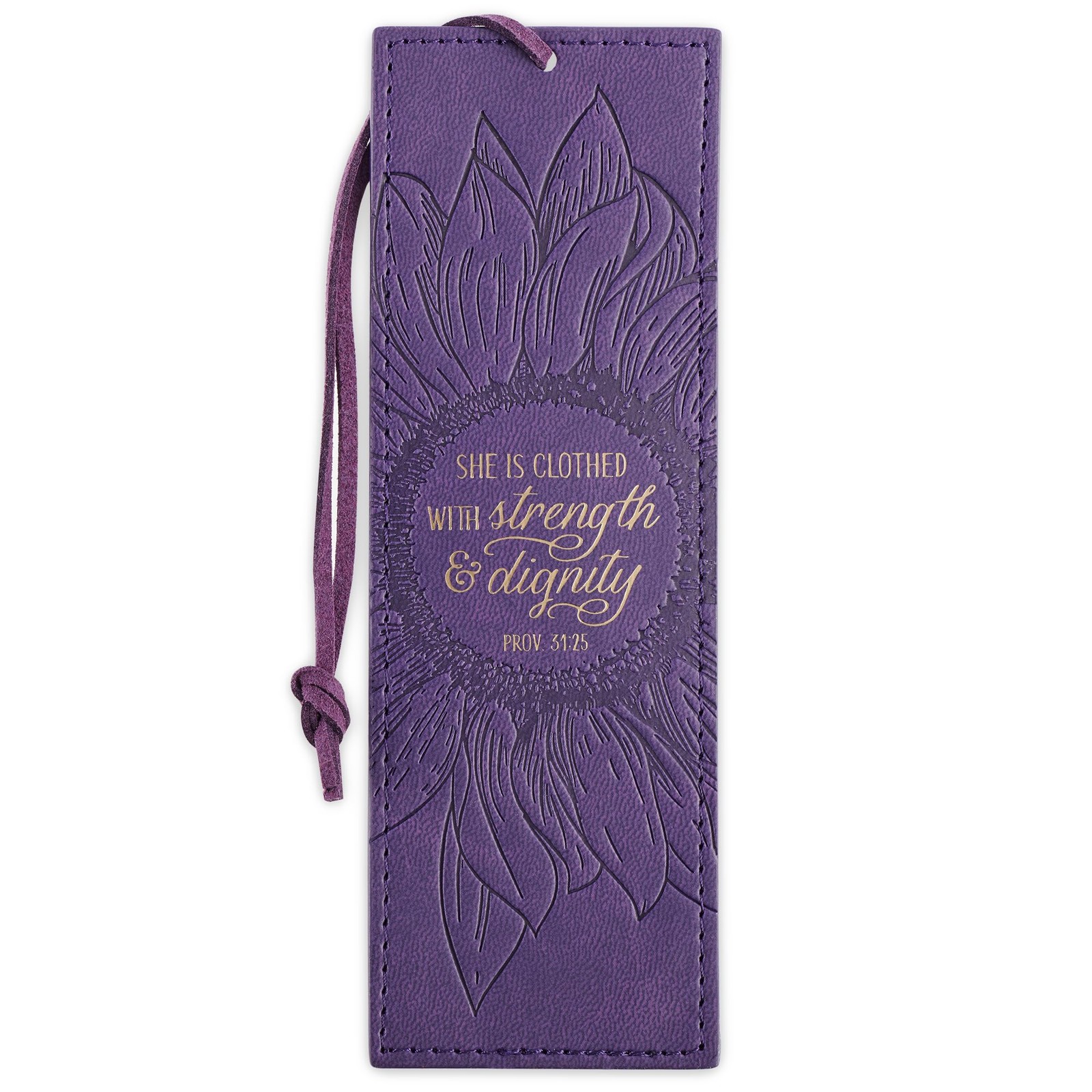 Christian Art Gifts Vegan Leather 6.5 x 2.2 inches, Purple – Strength/Dignity