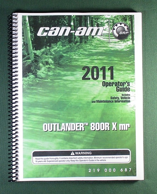2011 Can-Am Outlander 800R Xmr Owner’s Manual: 172 Pages & Protective Covers