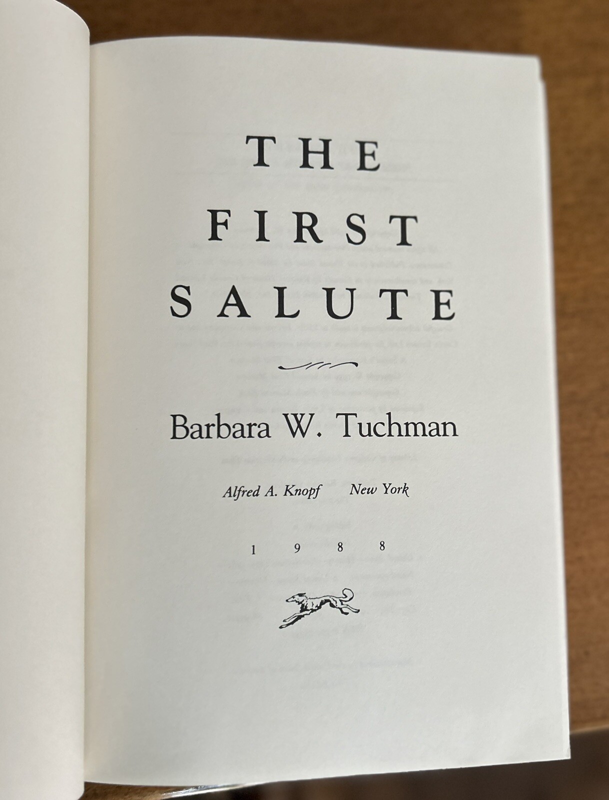 Barbara W. Tuchman The First Salute Stated First Edition 1988 Hardcover HC DJ