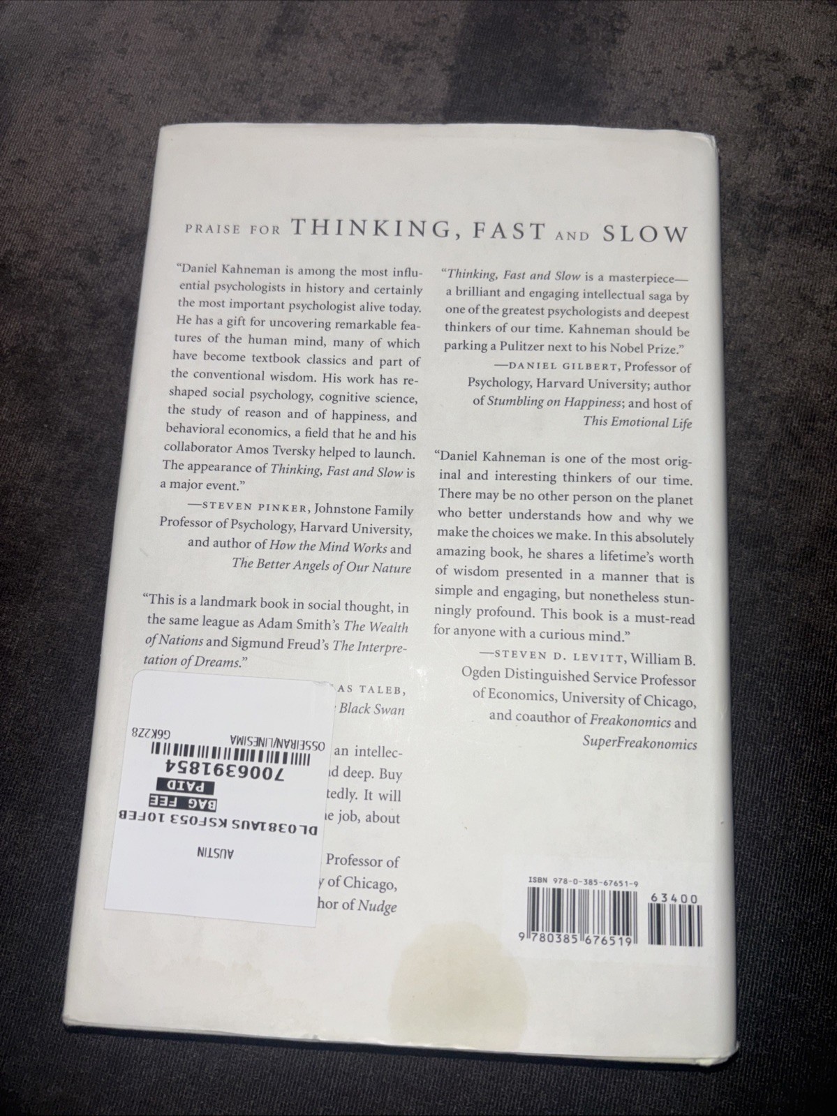 Thinking, Fast and Slow by Daniel Kahneman (2013, Library Binding)