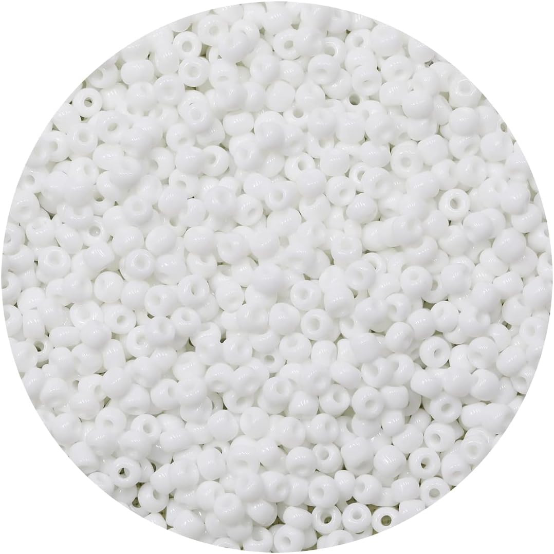 White Color 4mm Seed Beads About 1200pcs/100Grams in Bag, 6/0 Glass Craft Beads