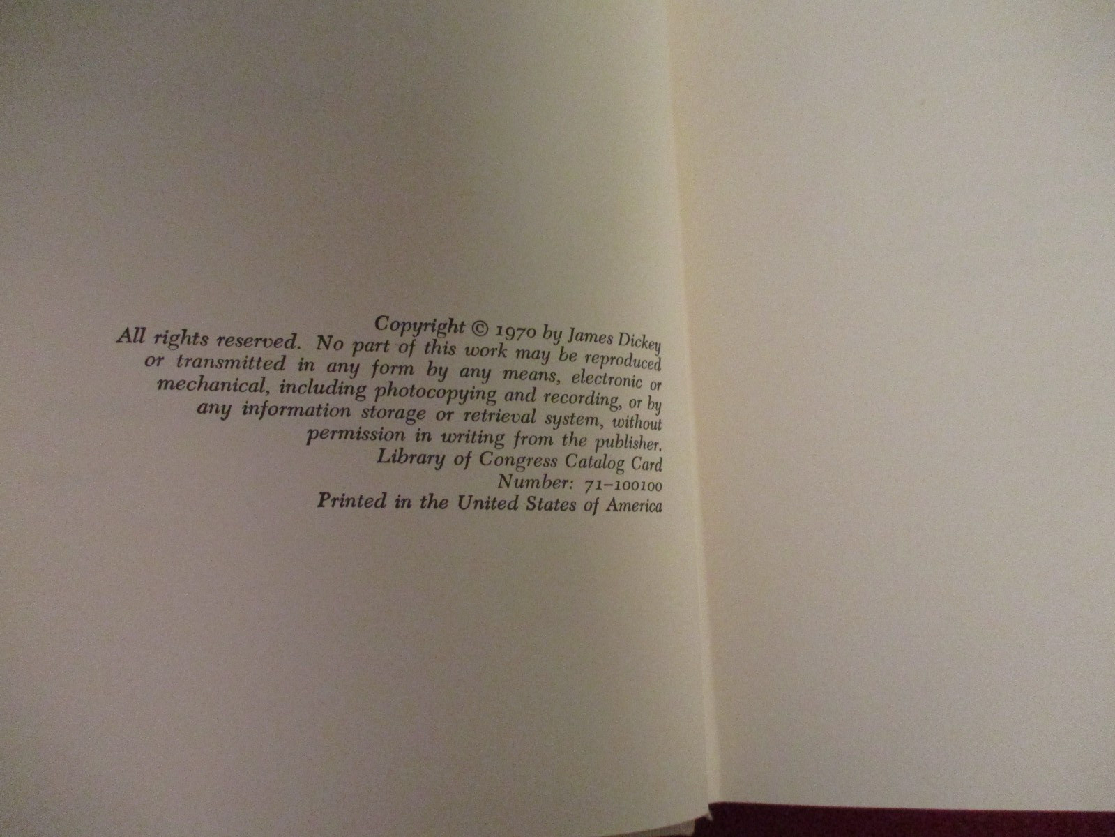Deliverance by James Dickey (1970) Second Printing Hardcover Book