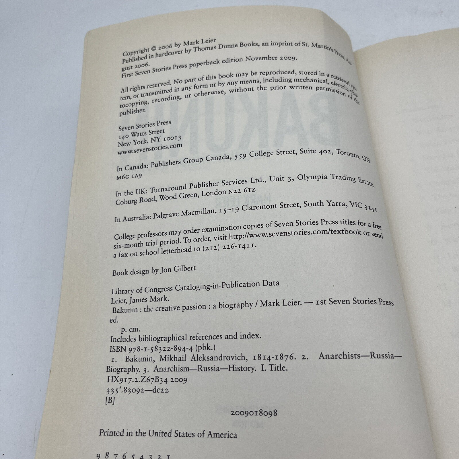 Bakunin: The Creative Passion by Mark Leier