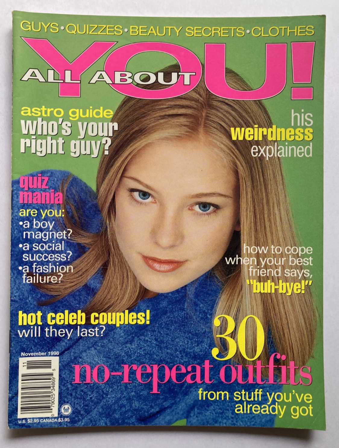 November 1996 ALL ABOUT YOU Magazine “FRIENDS” JOHNNY DEPP BRAD PITT GRANT SHOW