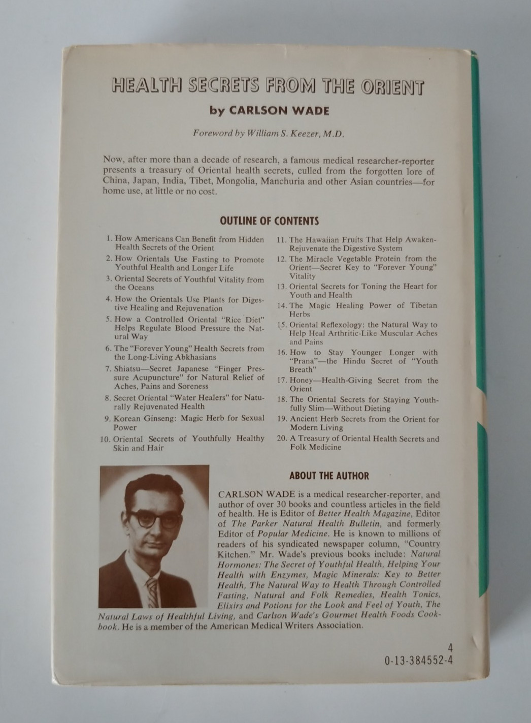 Health Secrets from the Orient By Carlson Wade – Parker Publishing – HCDJ 1973