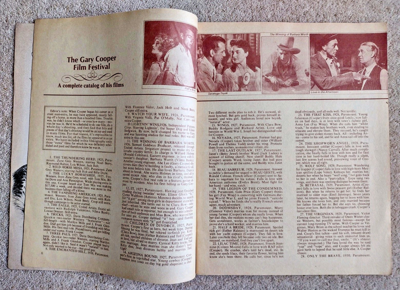 Gary Cooper Series Greats #6 (Barven, US, 1972) career retrospective 68pp