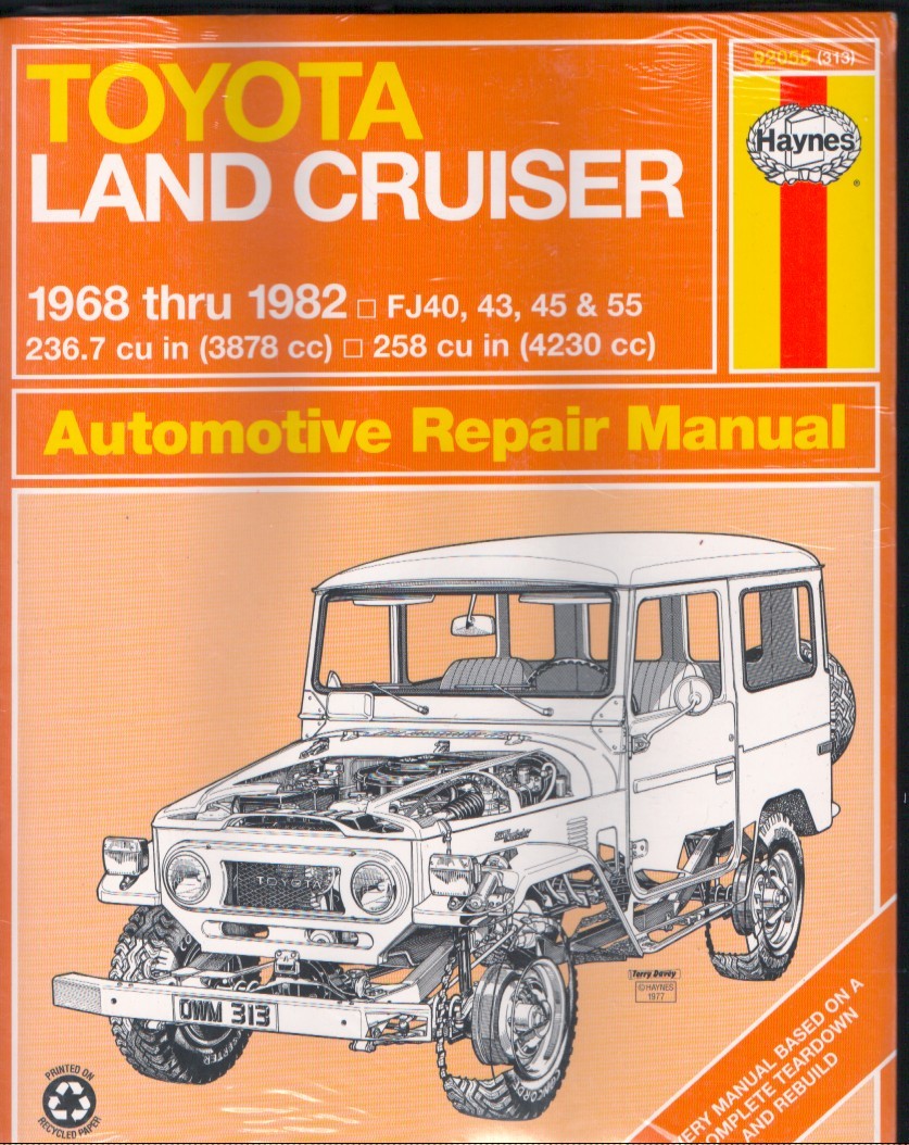 Haynes Toyota Land Cruiser 1968-1982 FJ40 FJ43 FJ45 FJ55 Repair Manual MN3019