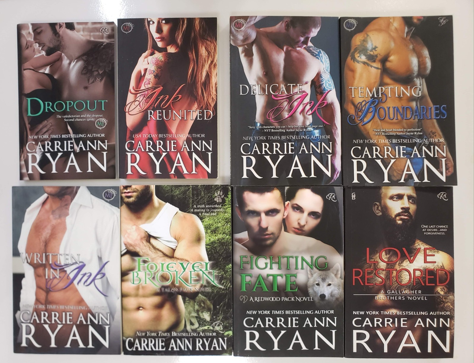 Carrie Ann Ryan Lot of 8 Various Titles Contemporary Romance Paranormal Ink …