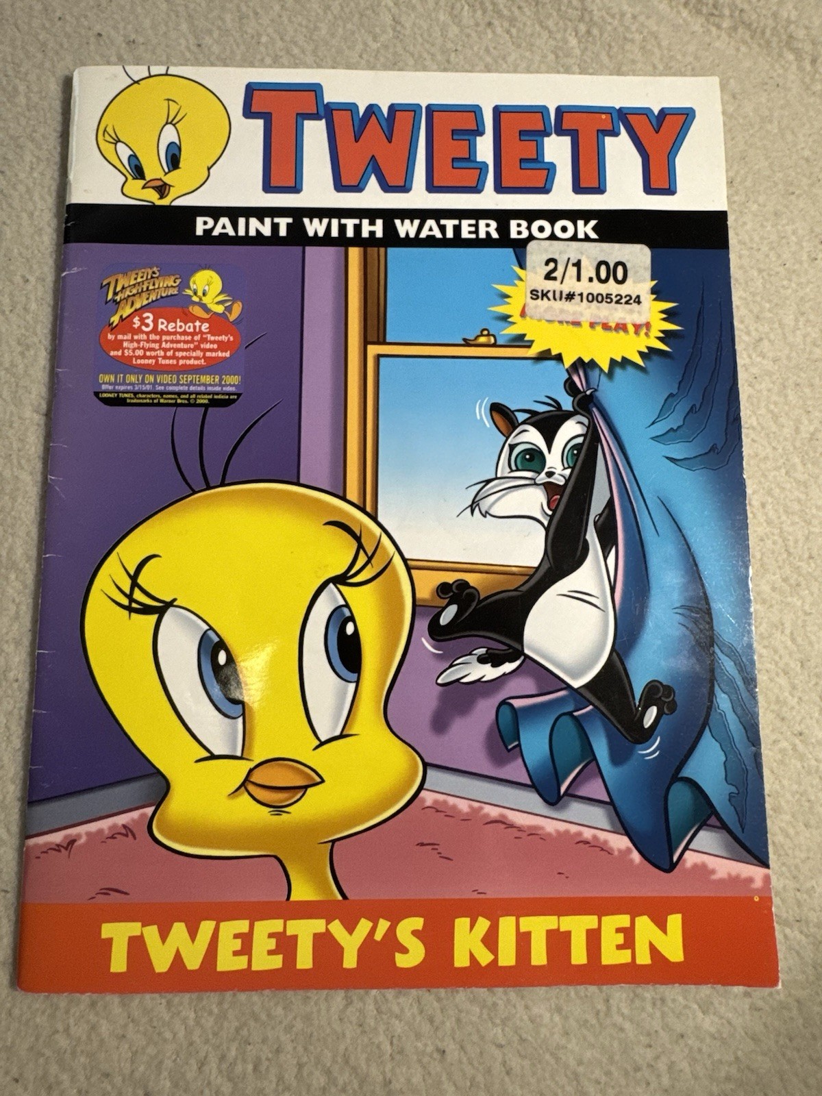 Vintage Y2K Looney Tunes Paint Book Tweety UNUSED Pussyfoot Color Nostalgia 90s