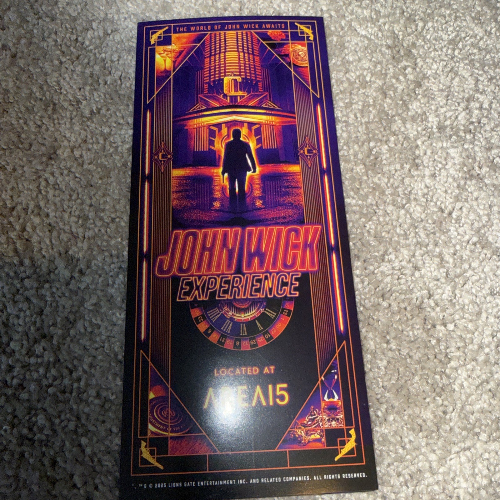 John Wick Experience Area 15 Brochure Pamphlet Flyer Las Vegas Nevada